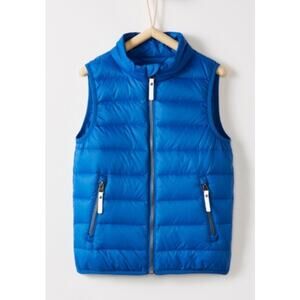 Hanna Andersson Boys Superlight Down Puffer Vest Size 120 6-7 Blue Packable NEW